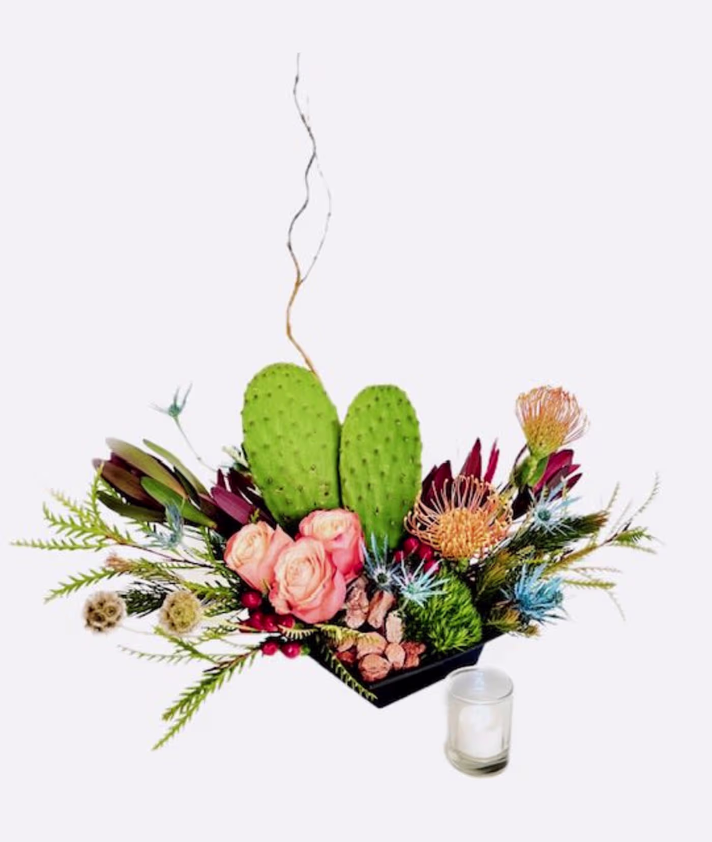 Just Because Flowers in Phoenix AZ Sample Succulent with Pink Rose Arrangement